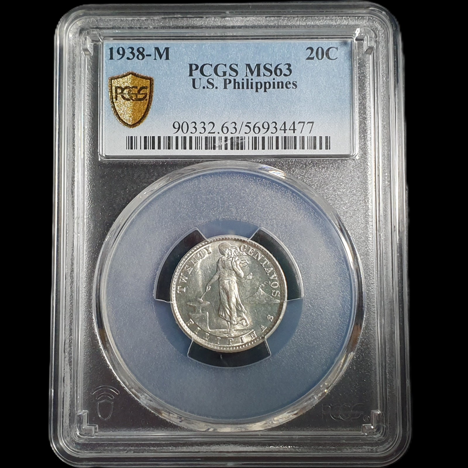 United States USA Philippines 20 Centavos 1938 M PCGS MS 63