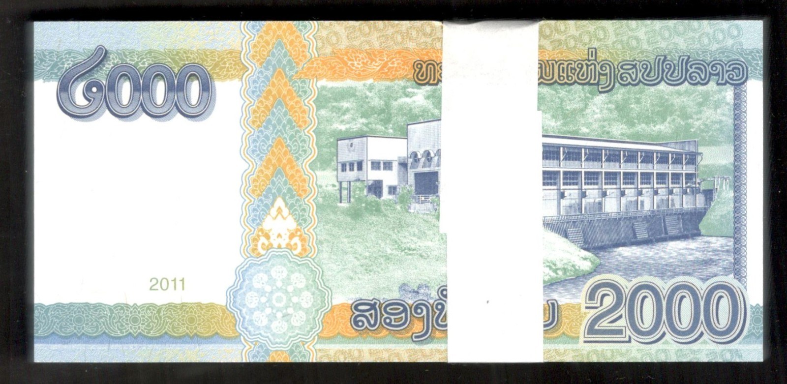 Lot 100 Pcs 1 Bundle Laos Lao 2000 2,000 Kip Kaysone Phomvihane P-41 2011 UNC - Image 2