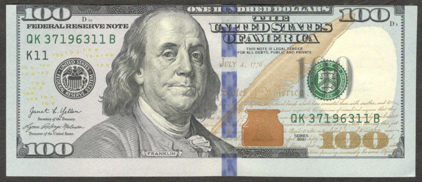 ERROR Extreme Off Center United States $100 100 Dollars 2021 UNC