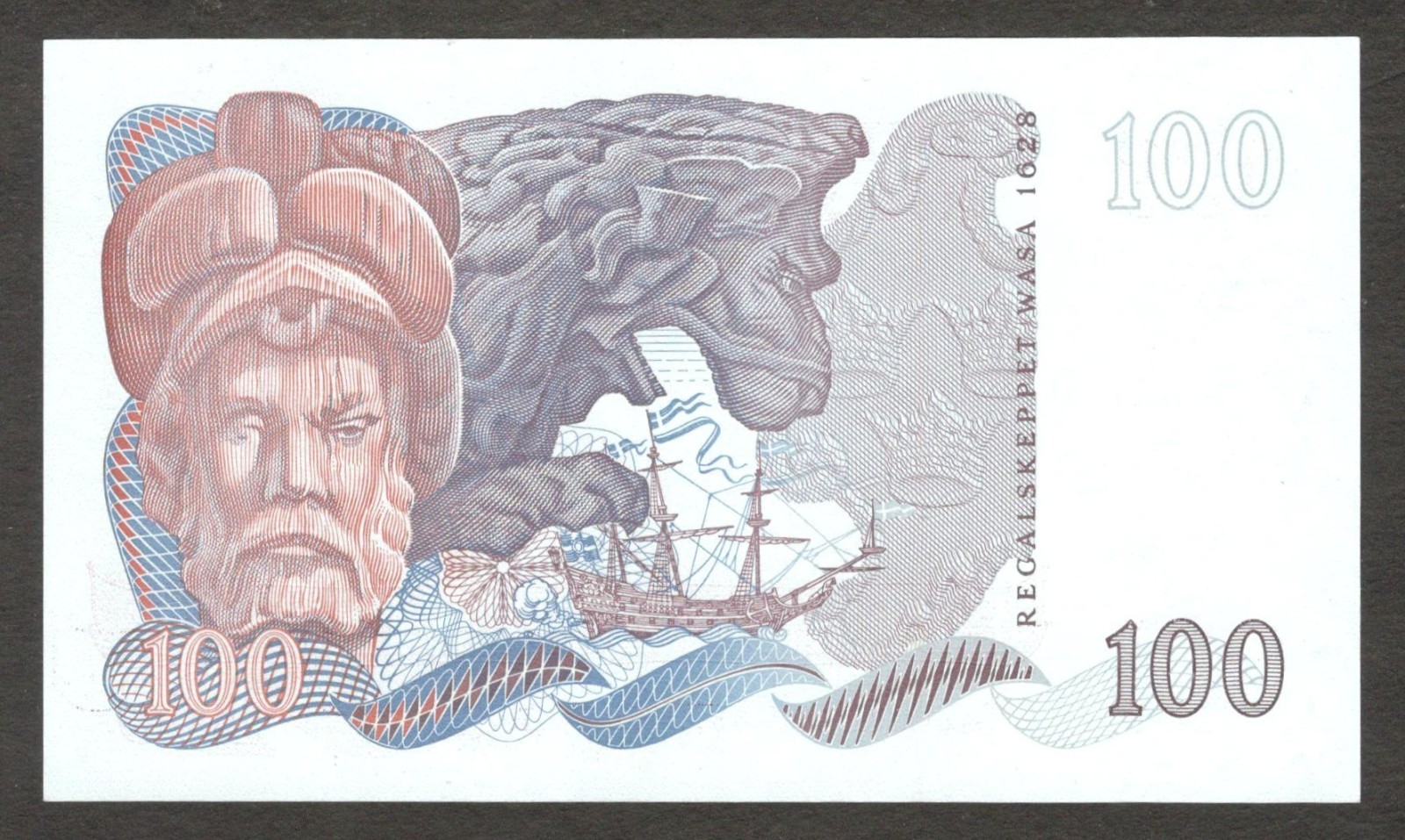 Sweden 100 Kronor Series L King Gustav II Adolf P-54c 1980 GEM UNC - Image 2