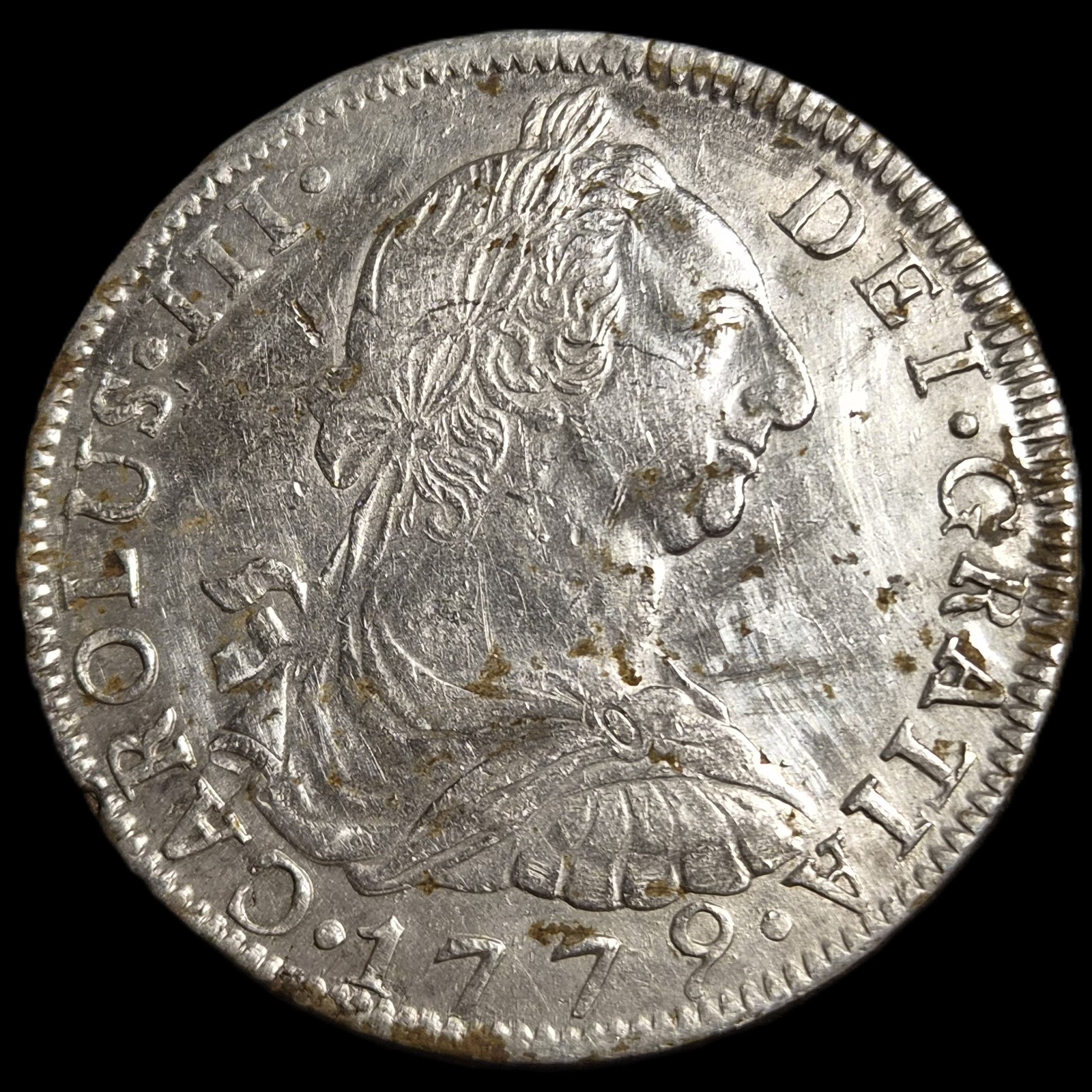 Bolivia Spanish Colonial 8 Reales Carol Carolus III 1779 PTS PR Potosi Mint
