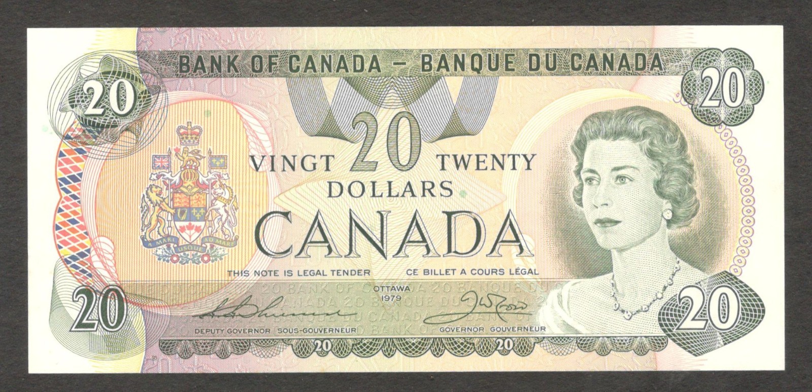 Canada 20 Dollars Queen Elizabeth II Thiessen & Crow P-93c 1979 UNC