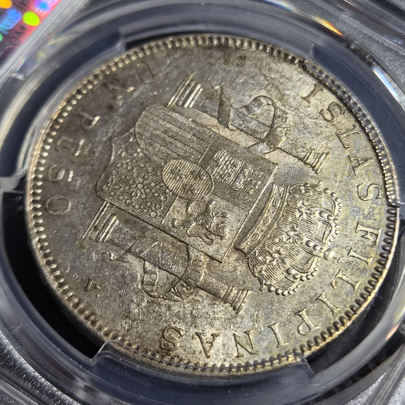 Spanish Philippines Spain 1 Un Peso Alfonso XIII 1897 Original Luster PCGS AU - Image 5