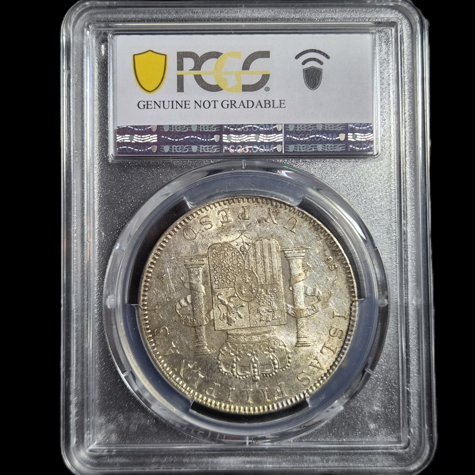 Spanish Philippines Spain 1 Un Peso Alfonso XIII 1897 Original Luster PCGS AU - Image 6