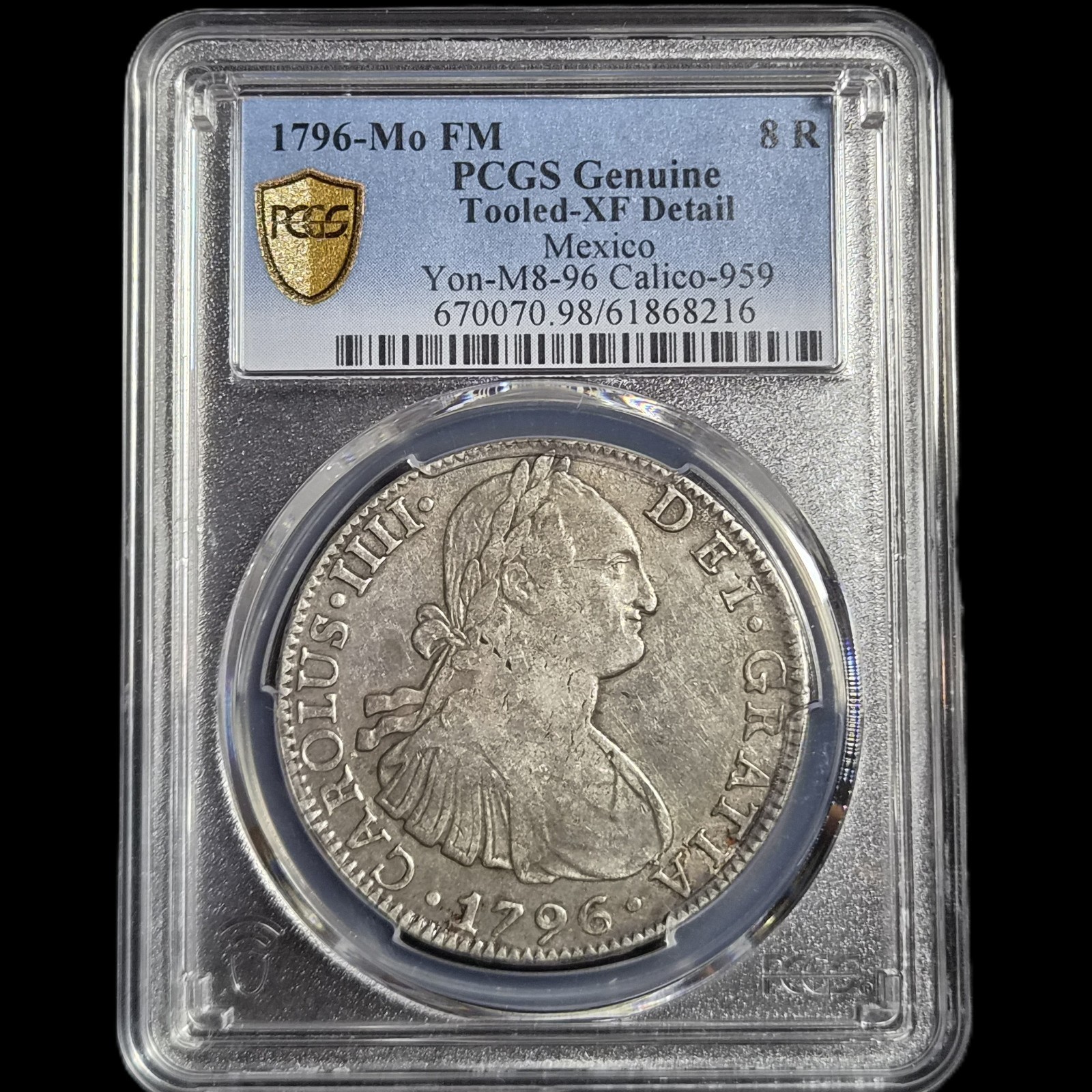 Mexico Spanish Colonial 8 Reales Carol Carolus IIII 1796 Mo FM Mexico City Mint - Image 3