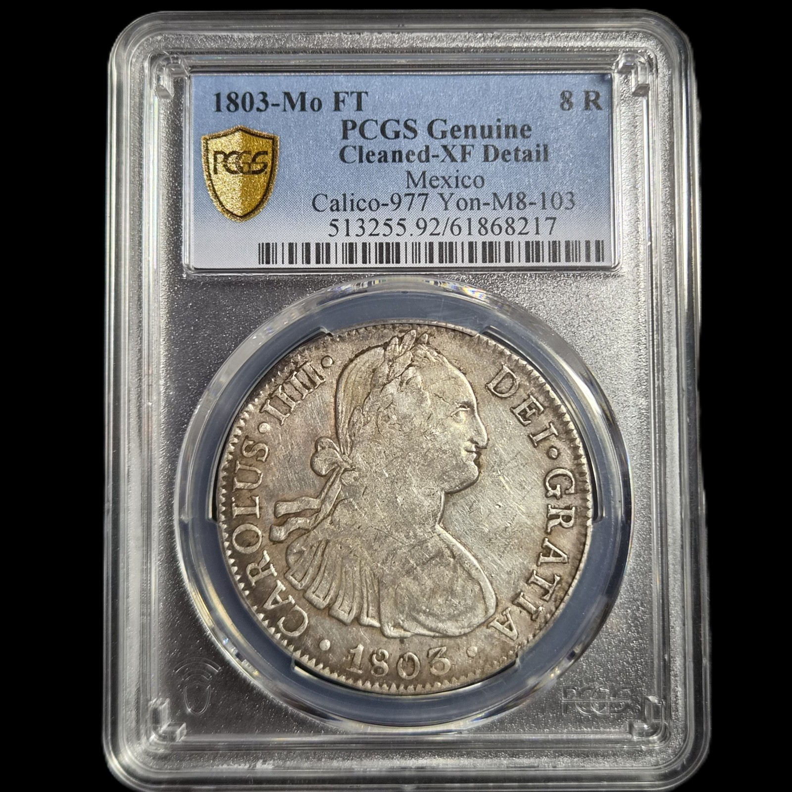 Mexico Spanish Colonial 8 Reales Carol Carolus IIII 1803 Mo FT Mexico City Mint - Image 3