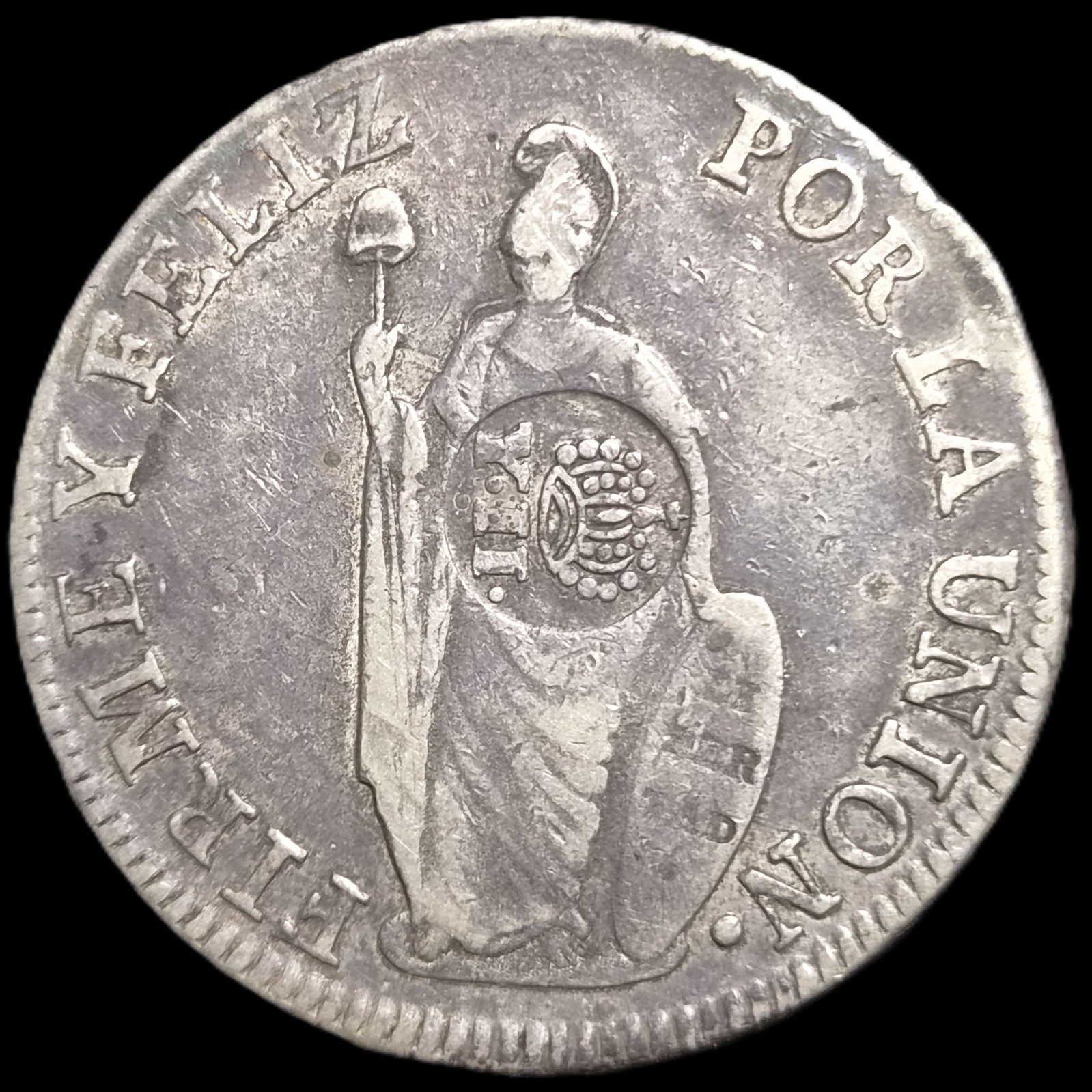 Philippines Isabel II Countermark on Peru 8 Reales 1834 VF Genuine