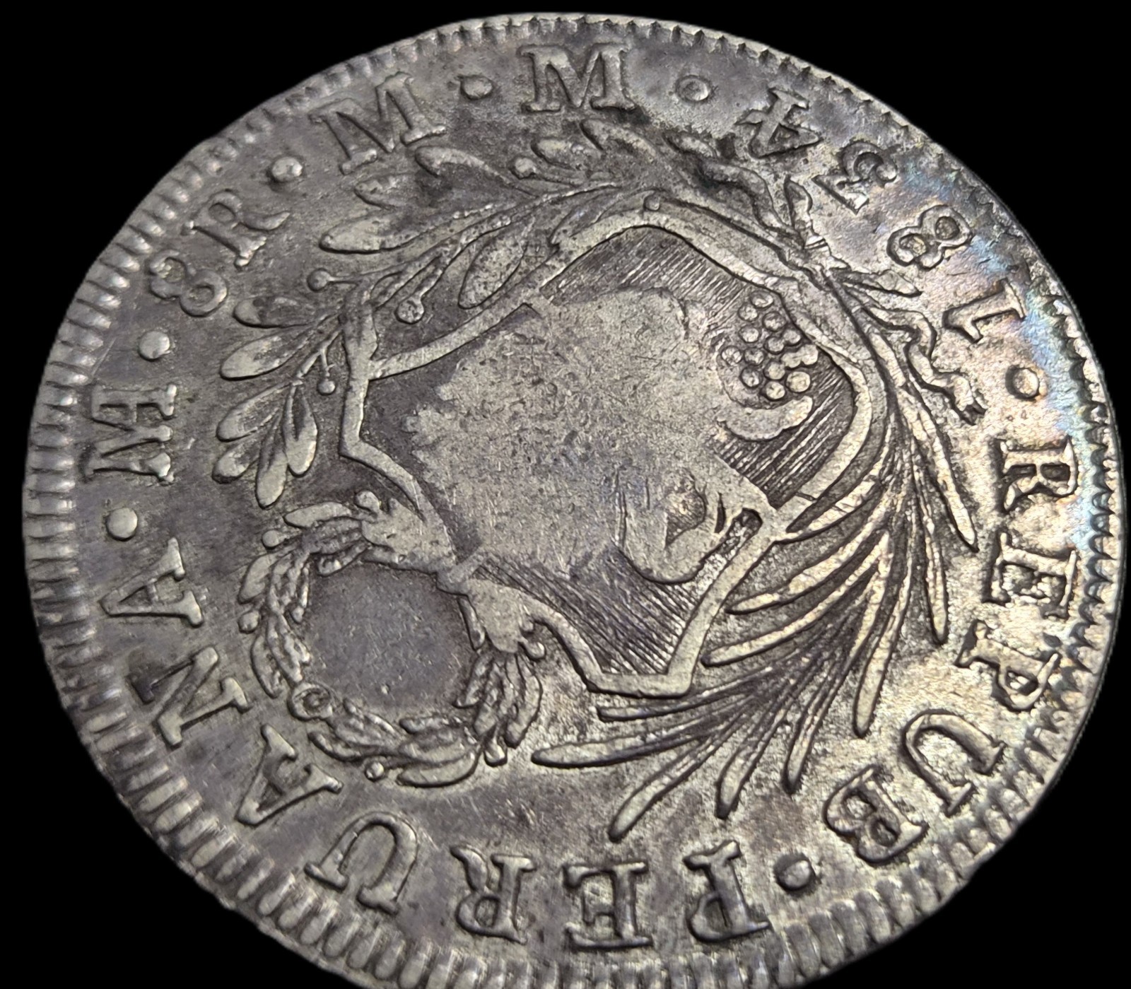 Philippines Isabel II Countermark on Peru 8 Reales 1834 VF Genuine - Image 4