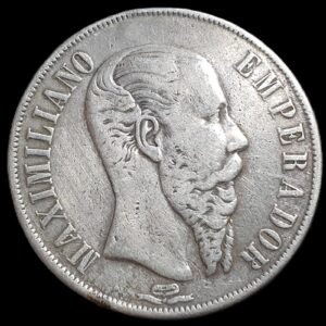 Mexico Empire of Maximilian 1 Peso Maximiliano 1866 Mo VF
