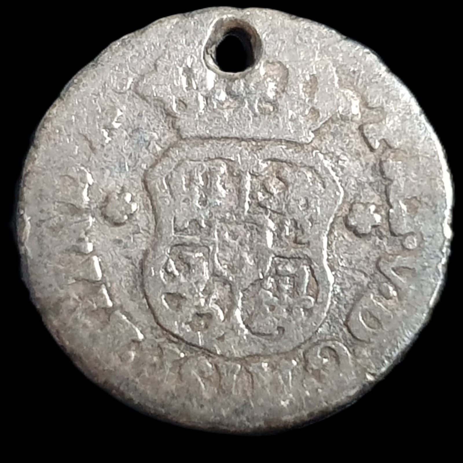 Mexico Spanish Colonial 1/2 Real Two Pillar Philip V 1746 Mo M Mexico City Mint - Image 2