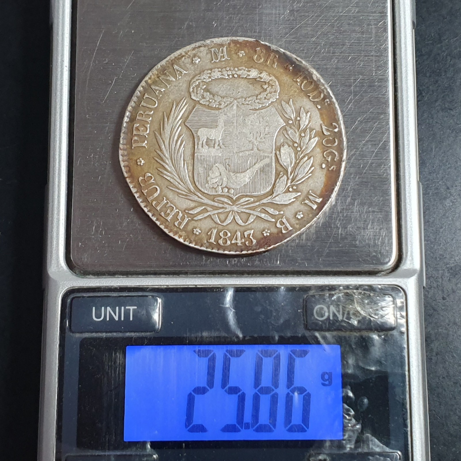 Peru 8 Reales Peruana Standing Liberty 1843 LIMAE MB XF Sharp Detail - Image 6