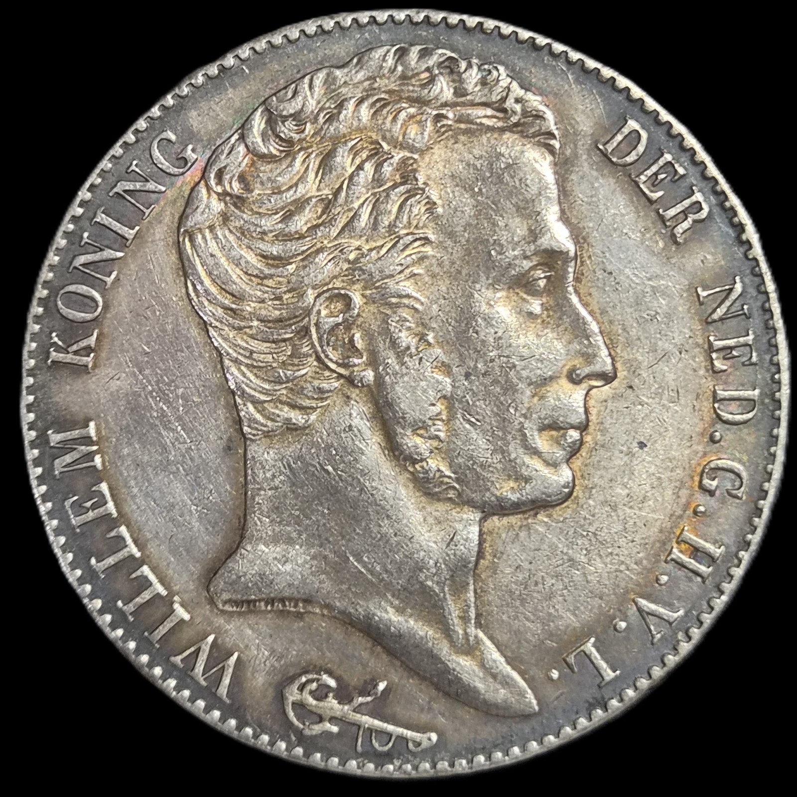 Netherlands 3 Gulden Willem William I 1830/20 Overstruck Date aUNC Sharp Detail