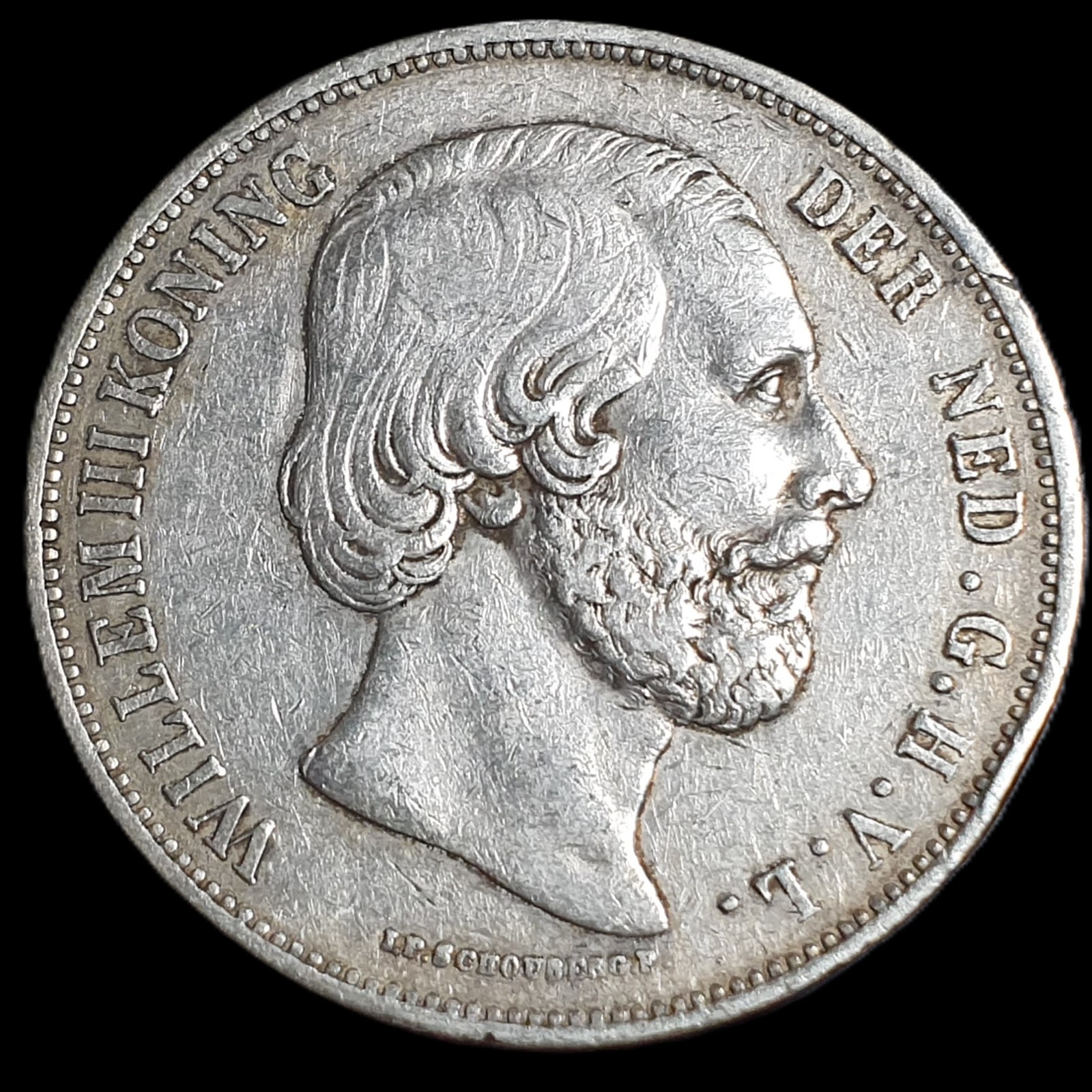 Netherlands 2 1/2 2.5 Gulden Willem William III 1867 VF Sharp Detail