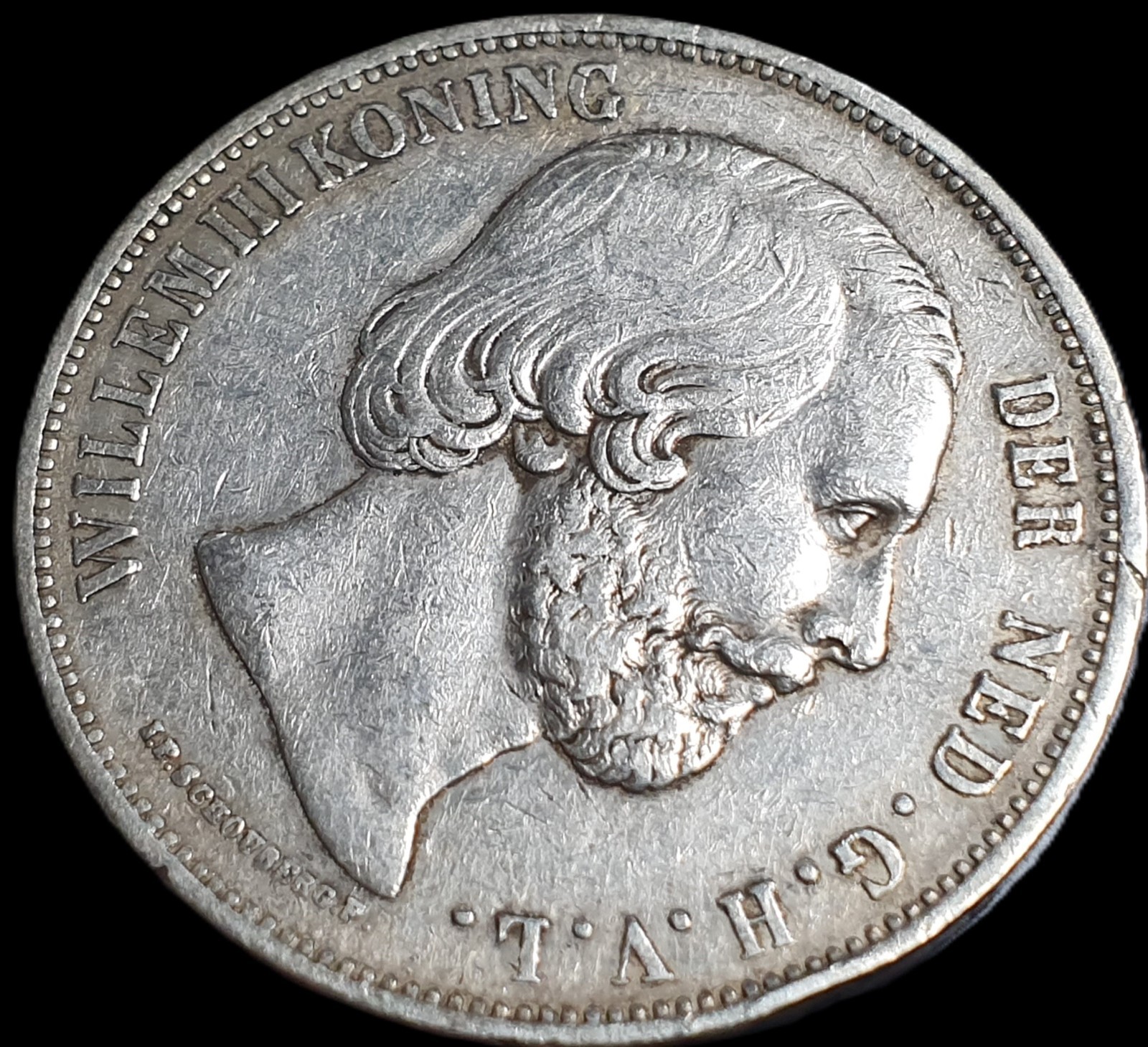 Netherlands 2 1/2 2.5 Gulden Willem William III 1867 VF Sharp Detail - Image 3