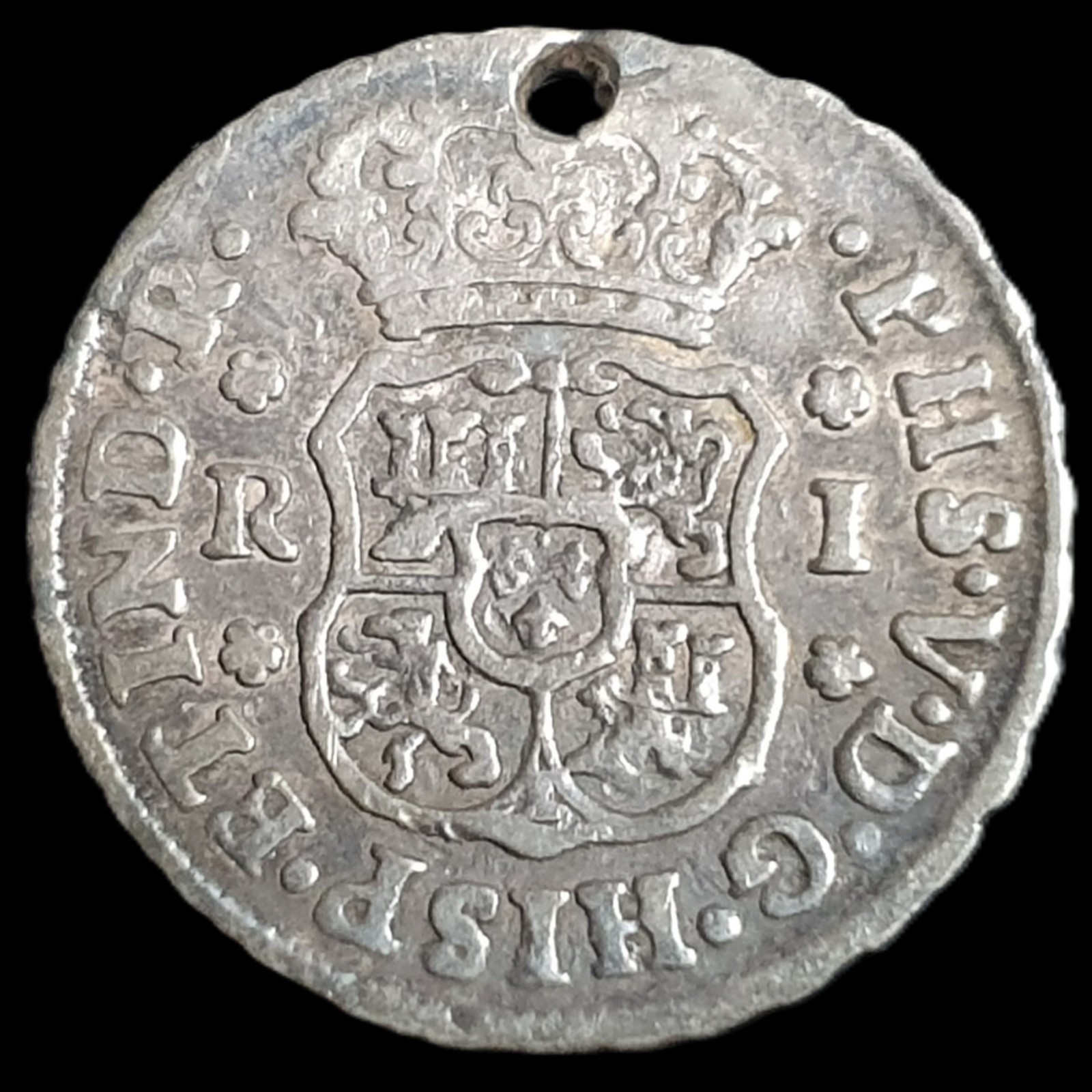 Mexico Spanish Colonial 1 Real Two Pillar Philip Felipe V 1744 Mo M Mexico Mint - Image 2