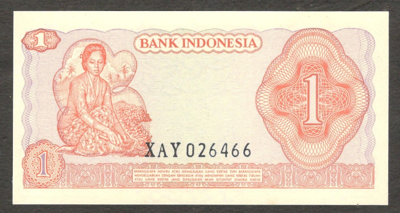 Indonesia 1 Rupiah General Sudirman Replacement / Star P-102* 1968 UNC - Image 2