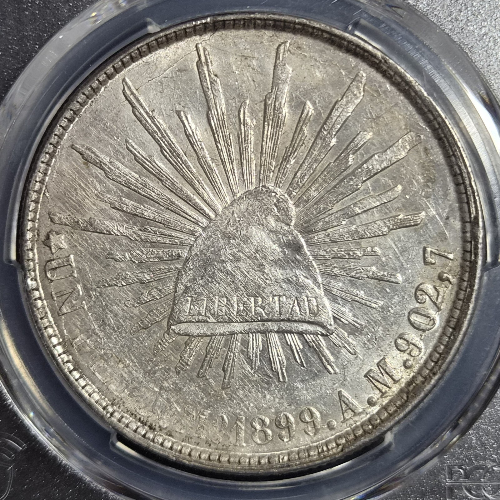Mexico Second Republic 1 Un Peso 1899 Mo AM Mexico City Mint PCGS AU 55 - Image 2