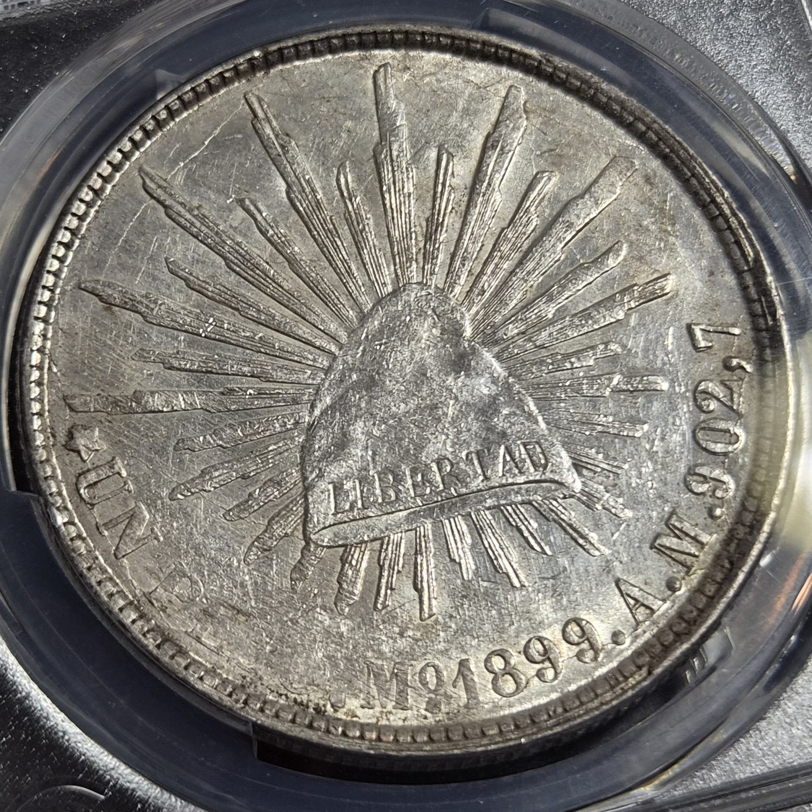 Mexico Second Republic 1 Un Peso 1899 Mo AM Mexico City Mint PCGS AU 55 - Image 3