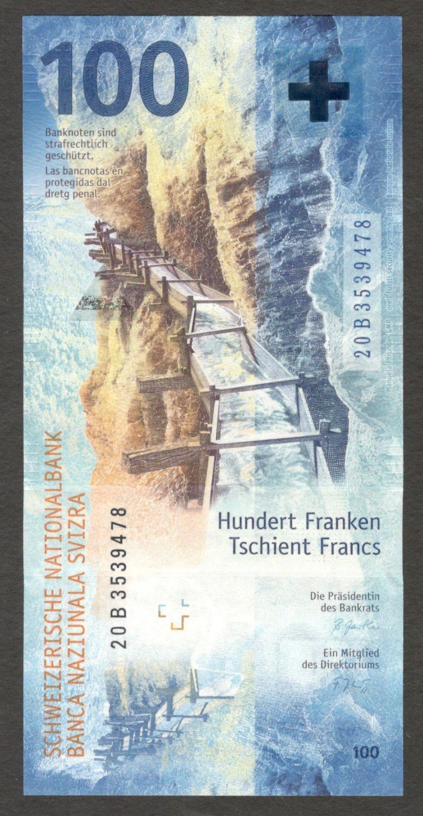 Switzerland Swiss 100 Francs Barbara Steiner & Zurbrügg Hybrid P-77A 2020 UNC - Image 2