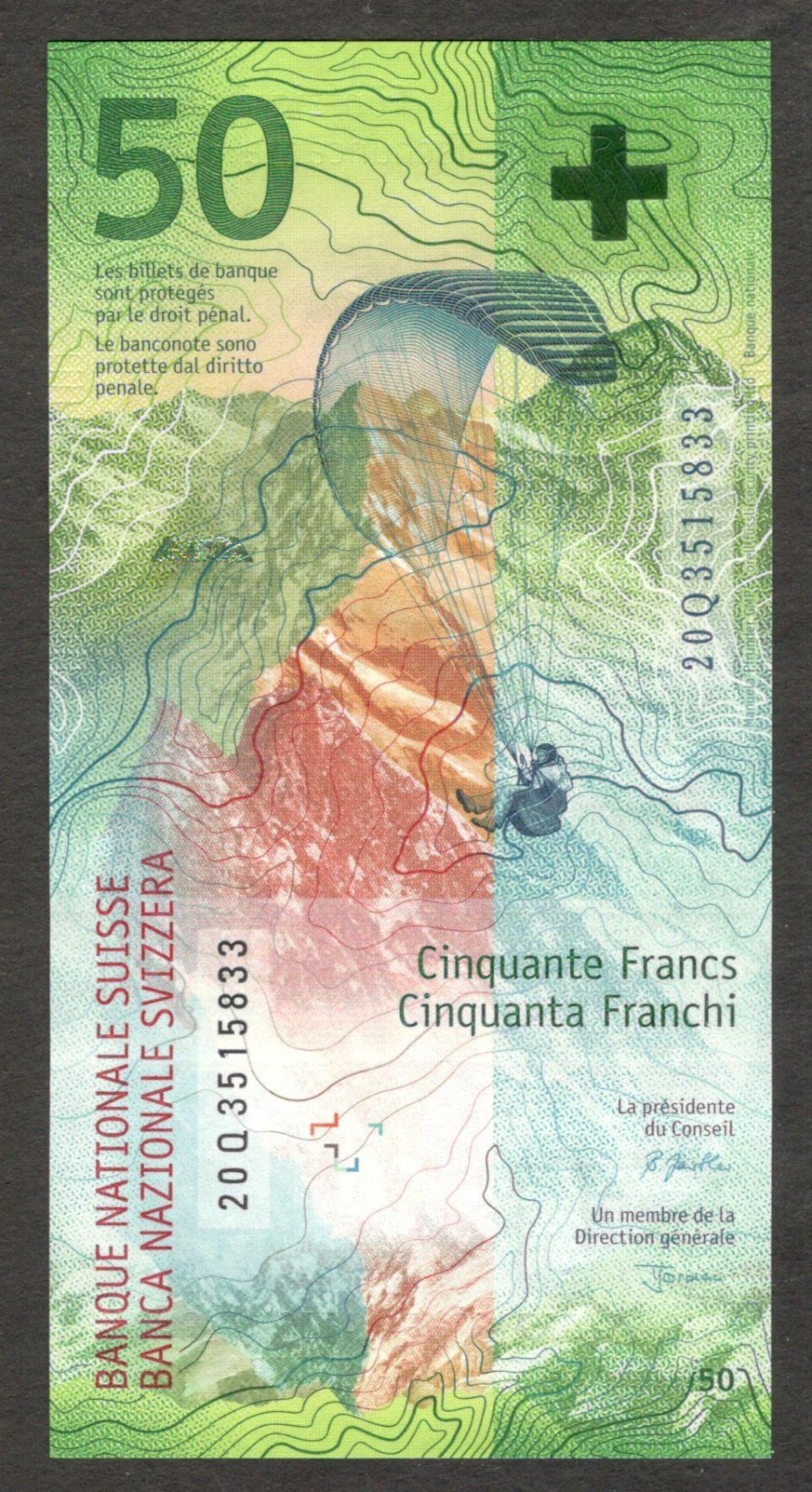 Switzerland Swiss 50 Francs Barbara Janom Steiner & Jordan Hybrid P-77 2020 UNC - Image 2