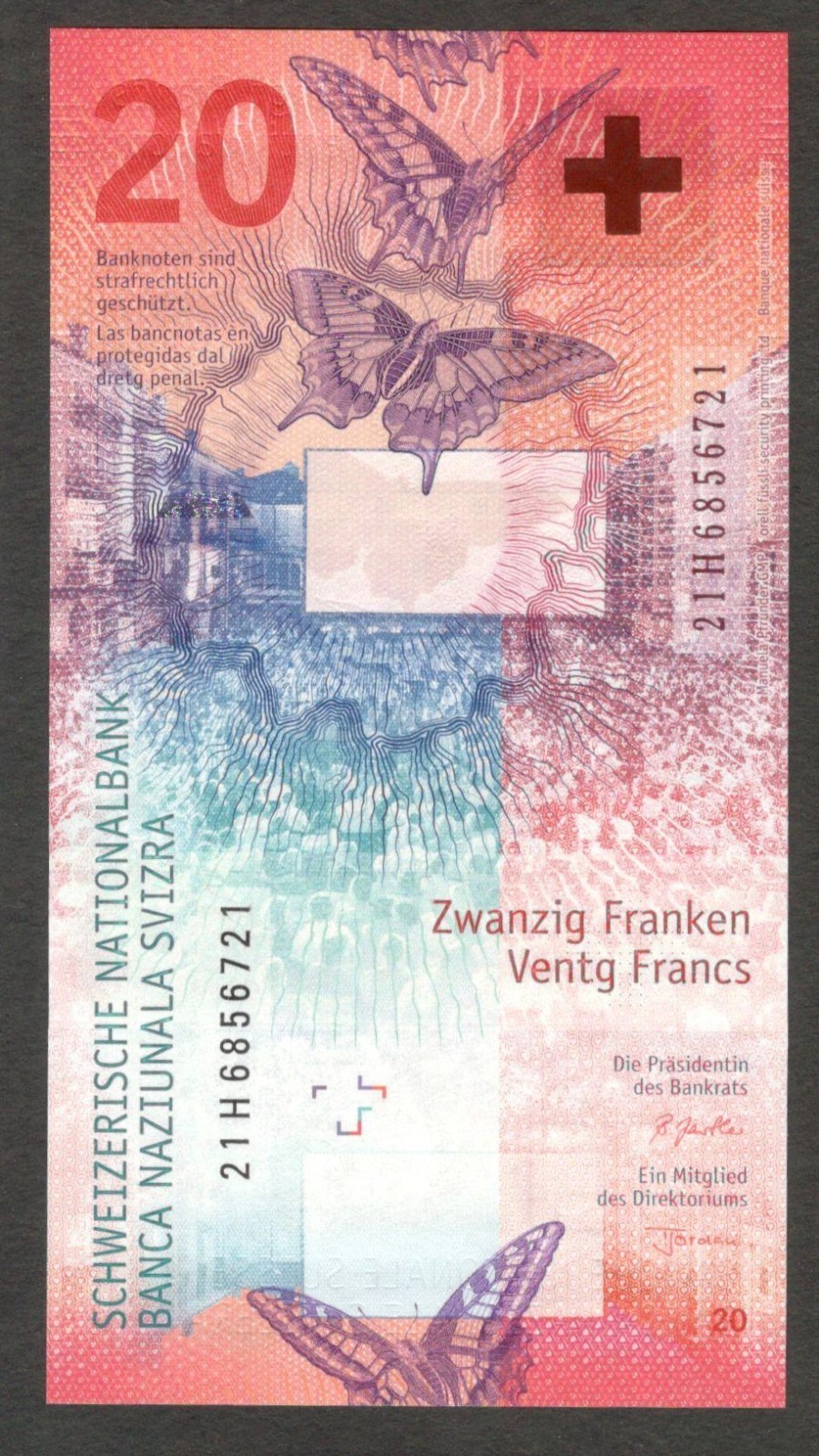 Switzerland Swiss 20 Francs Barbara Janom Steiner & Jordan Hybrid P-76 2021 UNC - Image 2