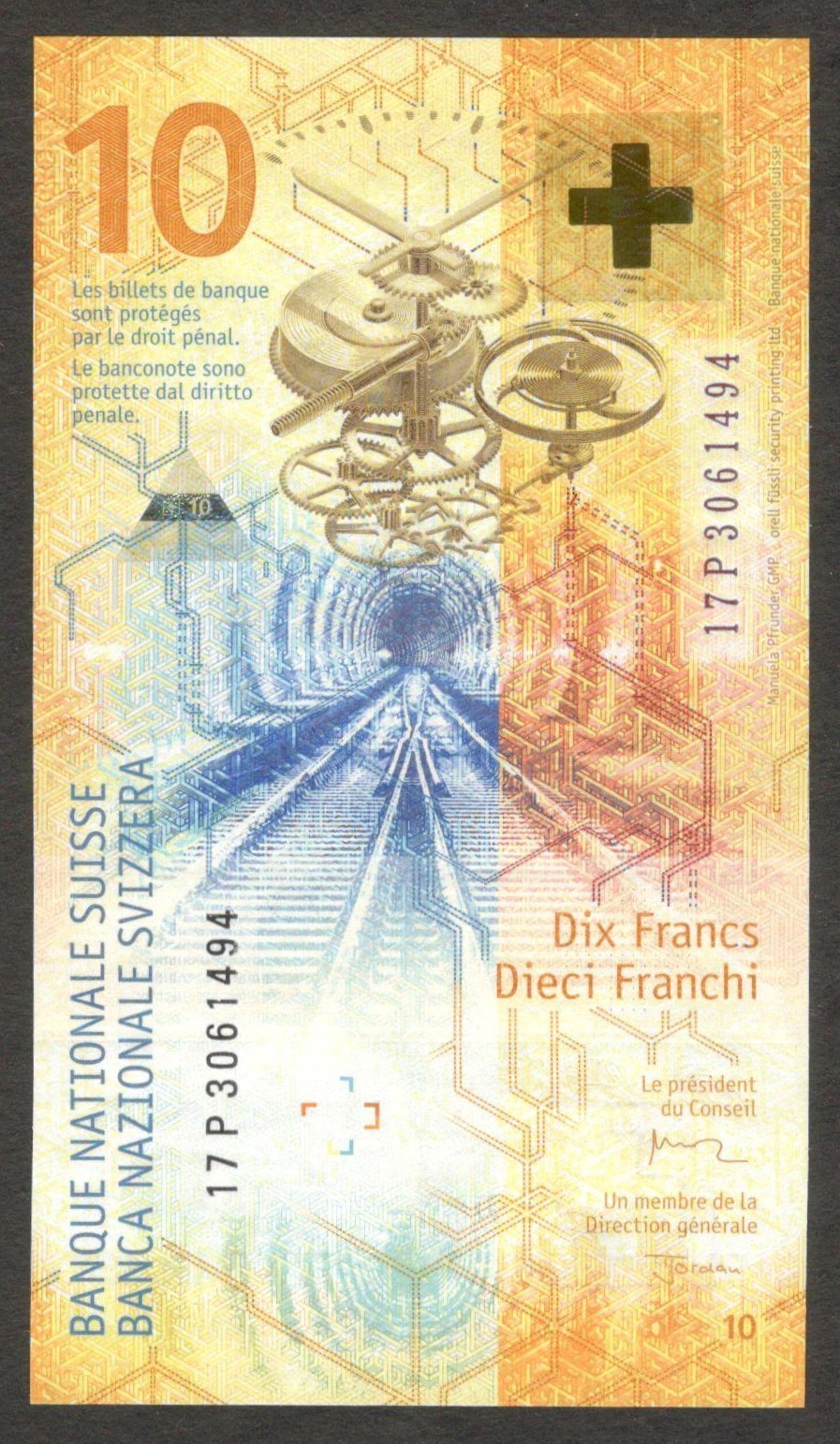 Switzerland Swiss 10 Francs Studer & Jordan Hybrid P-75a 2017 UNC - Image 2