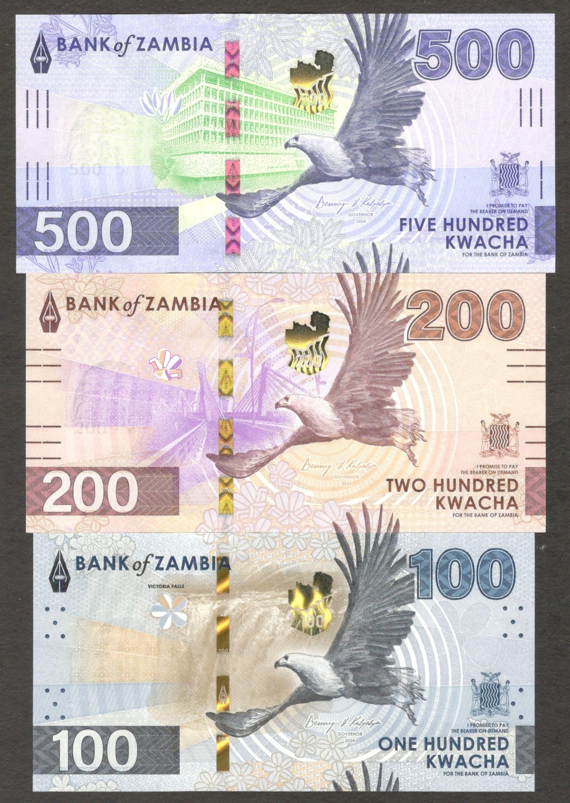 Zambia Full Set 6 Pcs 10 20 50 100 200 500 Kwacha P-62 63 64 65 67 2024 2025 UNC - Image 3