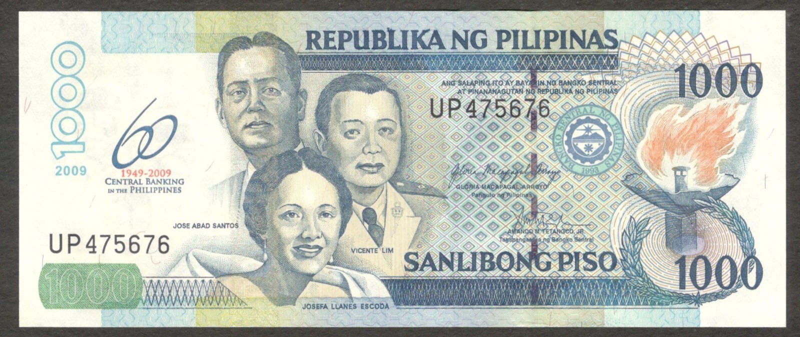 Philippines 1000 1,000 Piso Commemorative Bangko Sentral P-205 2009 UNC