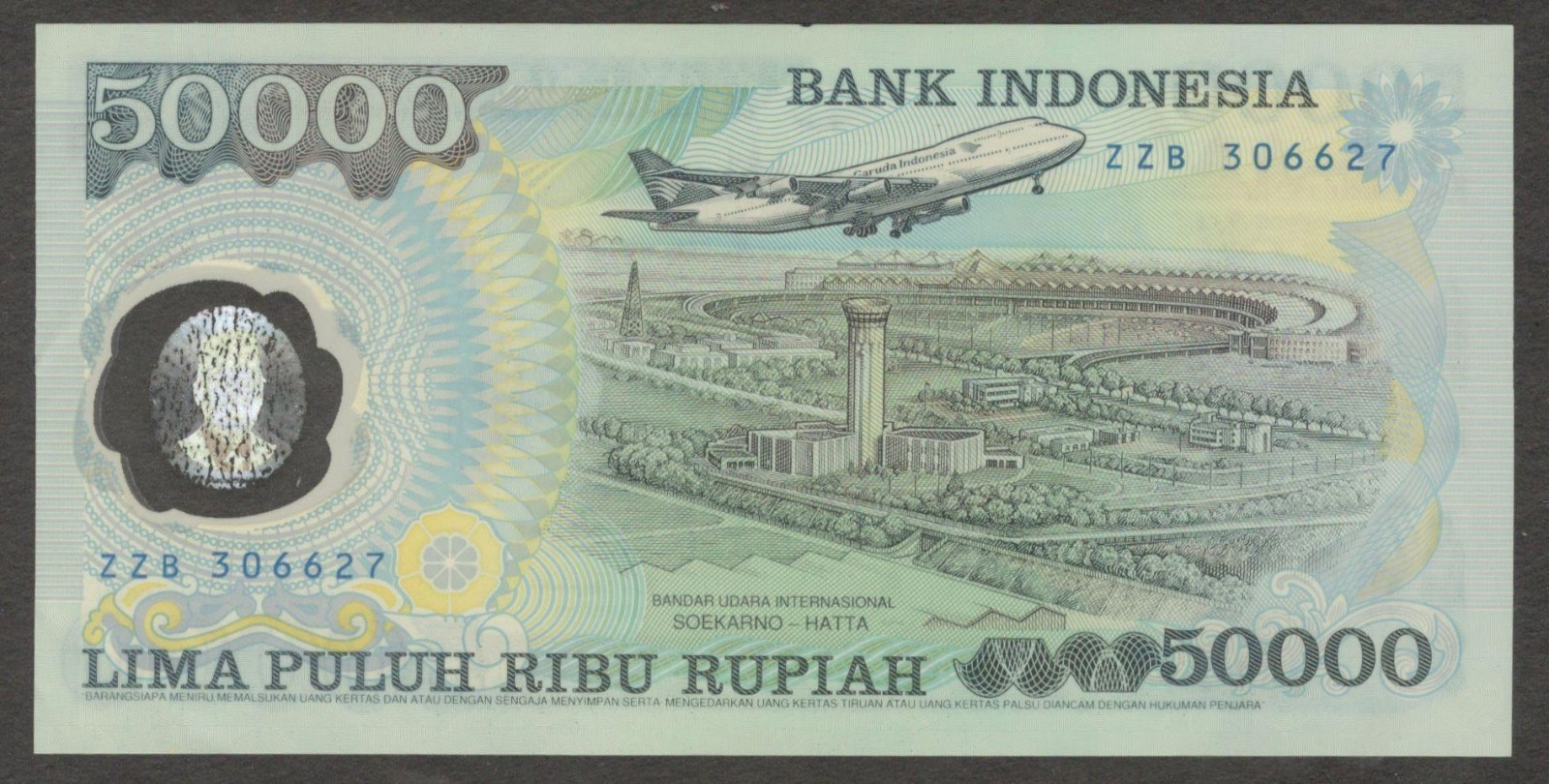 Indonesia 50000 50,000 Rupiah Soeharto Commemorative Polymer P-134 1993 aUNC - Image 2