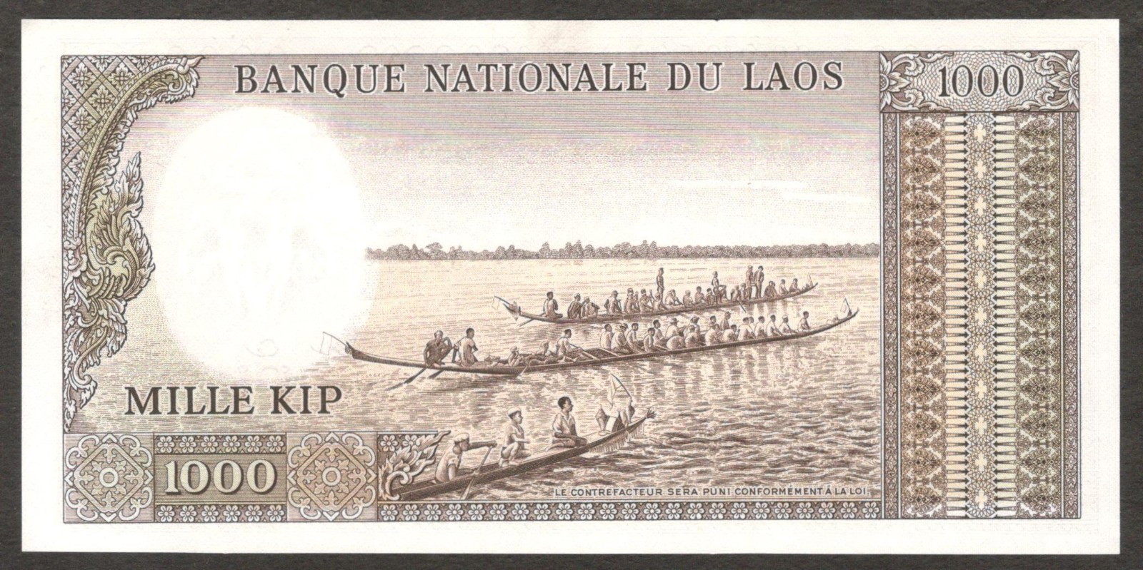 Laos Lao Democratic Republic 1000 1,000 Kip King Savang Vatthana P-14b 1963 UNC - Image 2