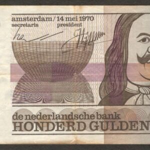 Netherlands 100 Gulden de Ruyter P-93 1970 VF Crisp