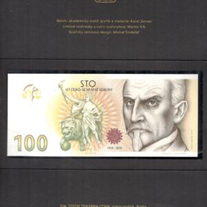 Czech Republic 100 Korun Commemorative Alois Rasin 2019 UNC Incl. Folder