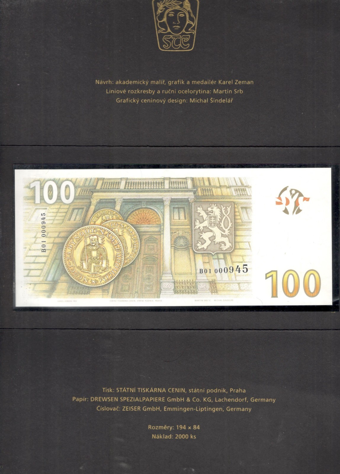 Czech Republic 100 Korun Commemorative Alois Rasin 2019 UNC Incl. Folder - Image 2