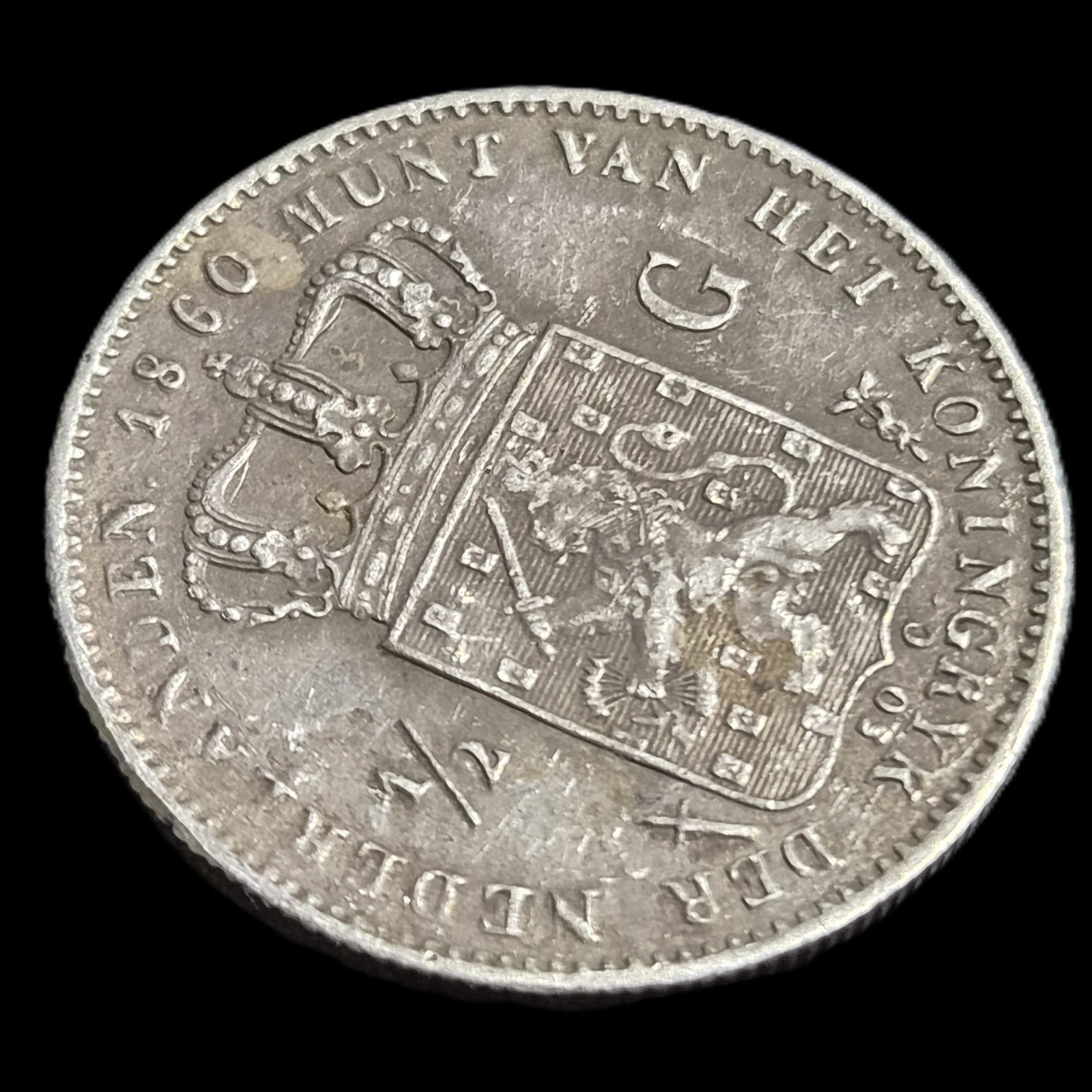 Netherlands 1/2 Gulden Willem William III 1860 VF - Image 3