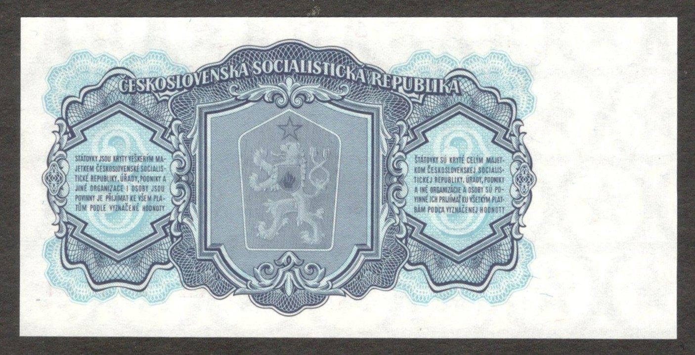 Czechoslovakia 3 Korun Prefix & Serial 3mm P-81b 1961 UNC - Image 2