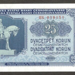 Czechoslovakia 25 Korun Prague Mint P-84b 1953 UNC