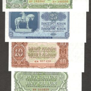 Czechoslovakia 3 5 10 25 50 Korun P-79 80 83 84 85 1953 UNC