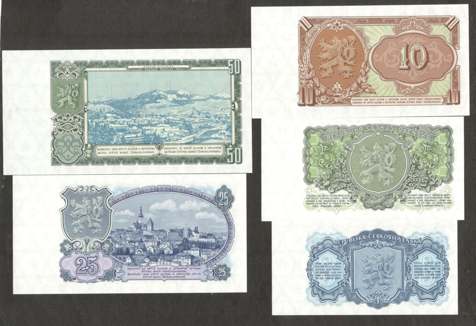 Czechoslovakia 3 5 10 25 50 Korun P-79 80 83 84 85 1953 UNC - Image 4