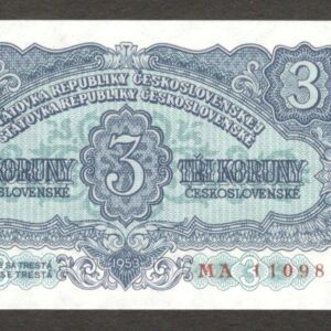 Czechoslovakia 3 Korun Prague Mint P-79b 1953 UNC