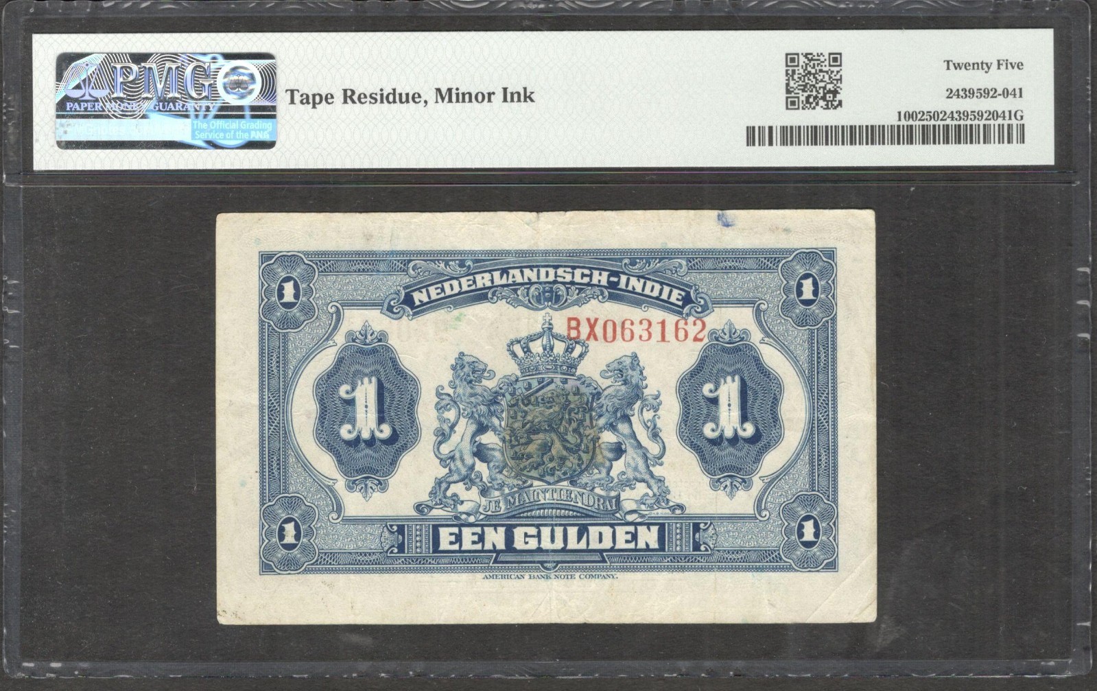 Netherlands Indies Indonesia 1 Gulden Queen Wilhelmina P-100 1919 PMG 25 VF - Image 2
