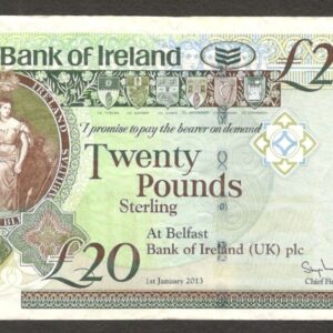 Northern Ireland Bank of Ireland 20 Pounds Belfast P-88 2013 VF Crisp