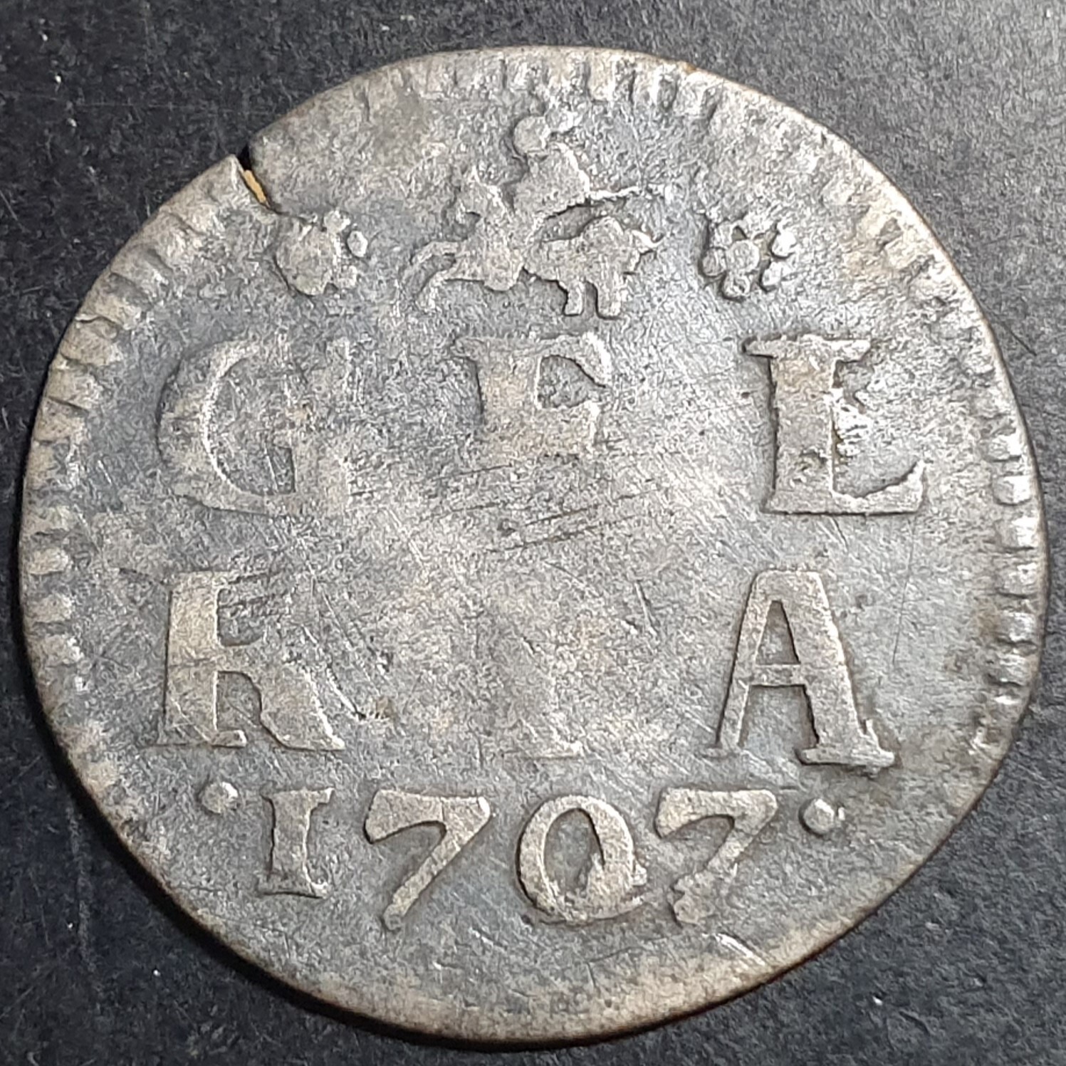 Provincial Dutch Netherlands Gelderland Gelria 2 Stuiver 1707 Silver Fine