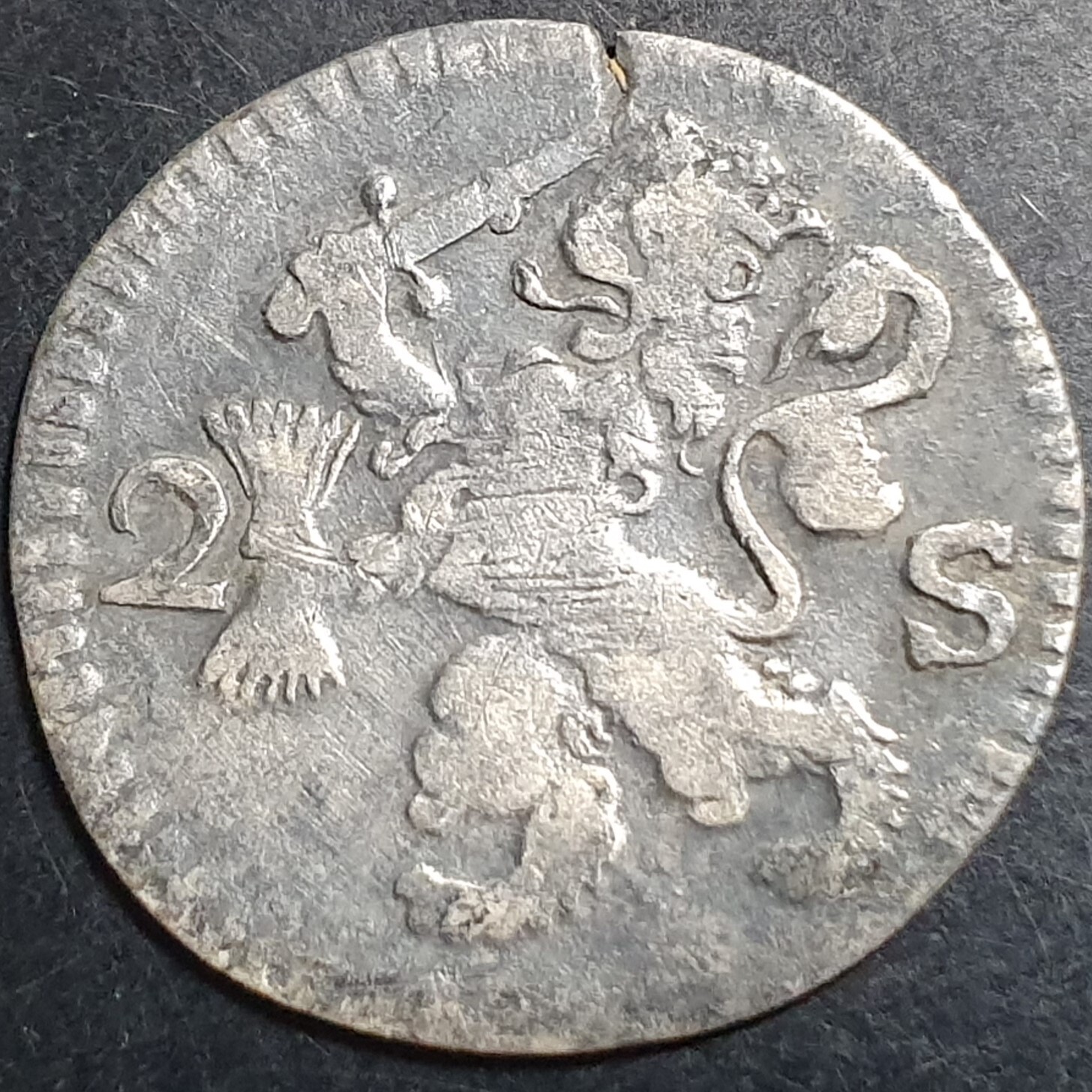 Provincial Dutch Netherlands Gelderland Gelria 2 Stuiver 1707 Silver Fine - Image 2