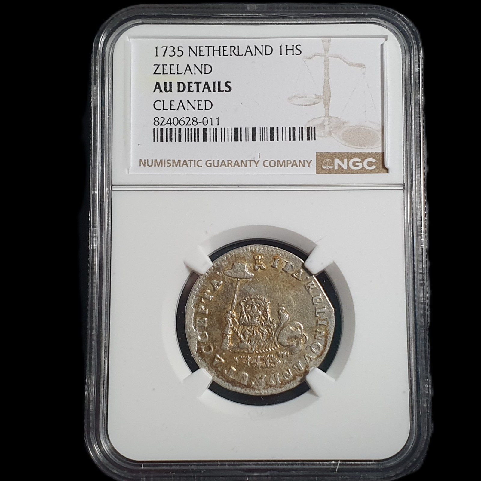 Netherlands 1 HS Stuiver Hoedjesschelling Lion 1735 NGC AU DETAILS - Image 2