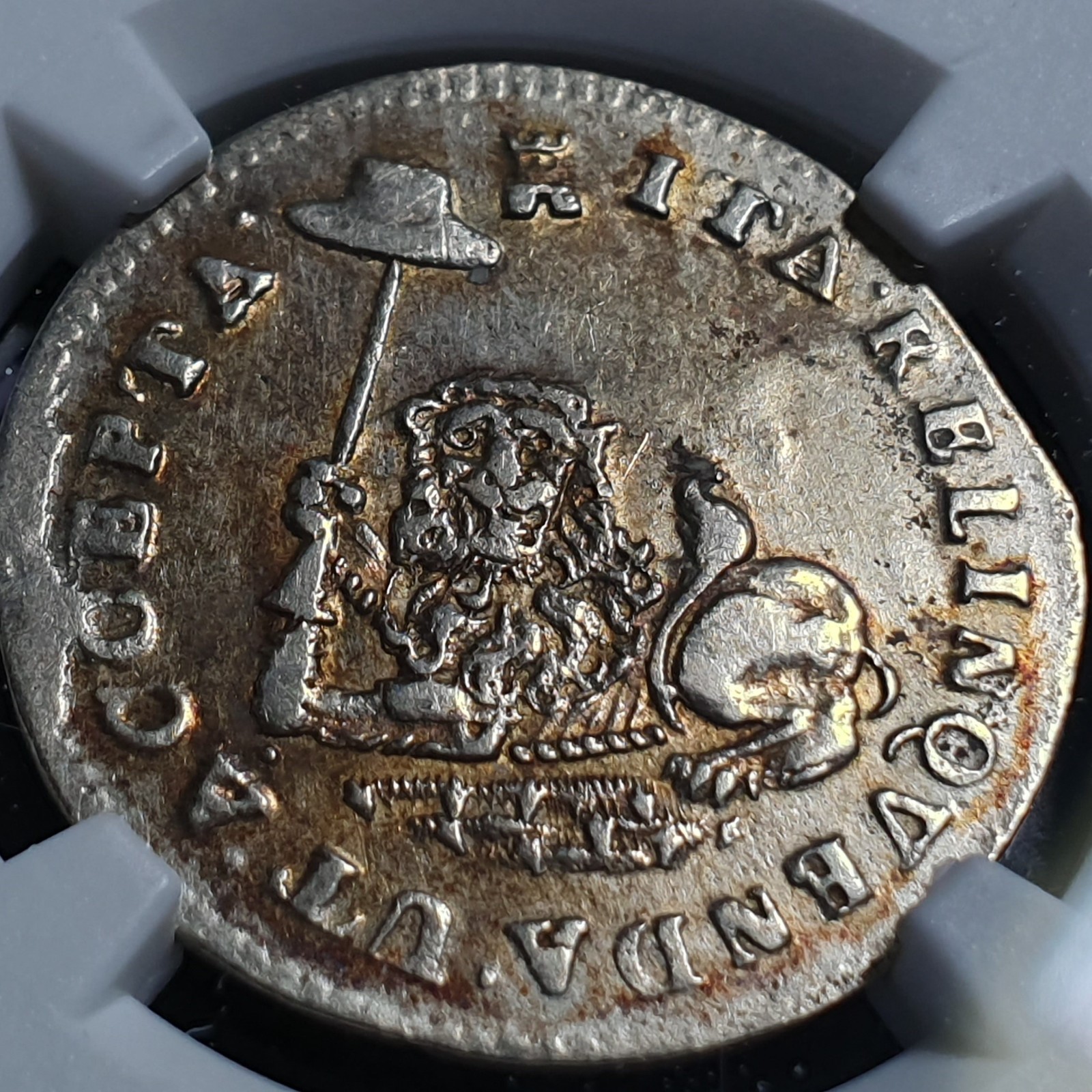 Netherlands 1 HS Stuiver Hoedjesschelling Lion 1735 NGC AU DETAILS - Image 3