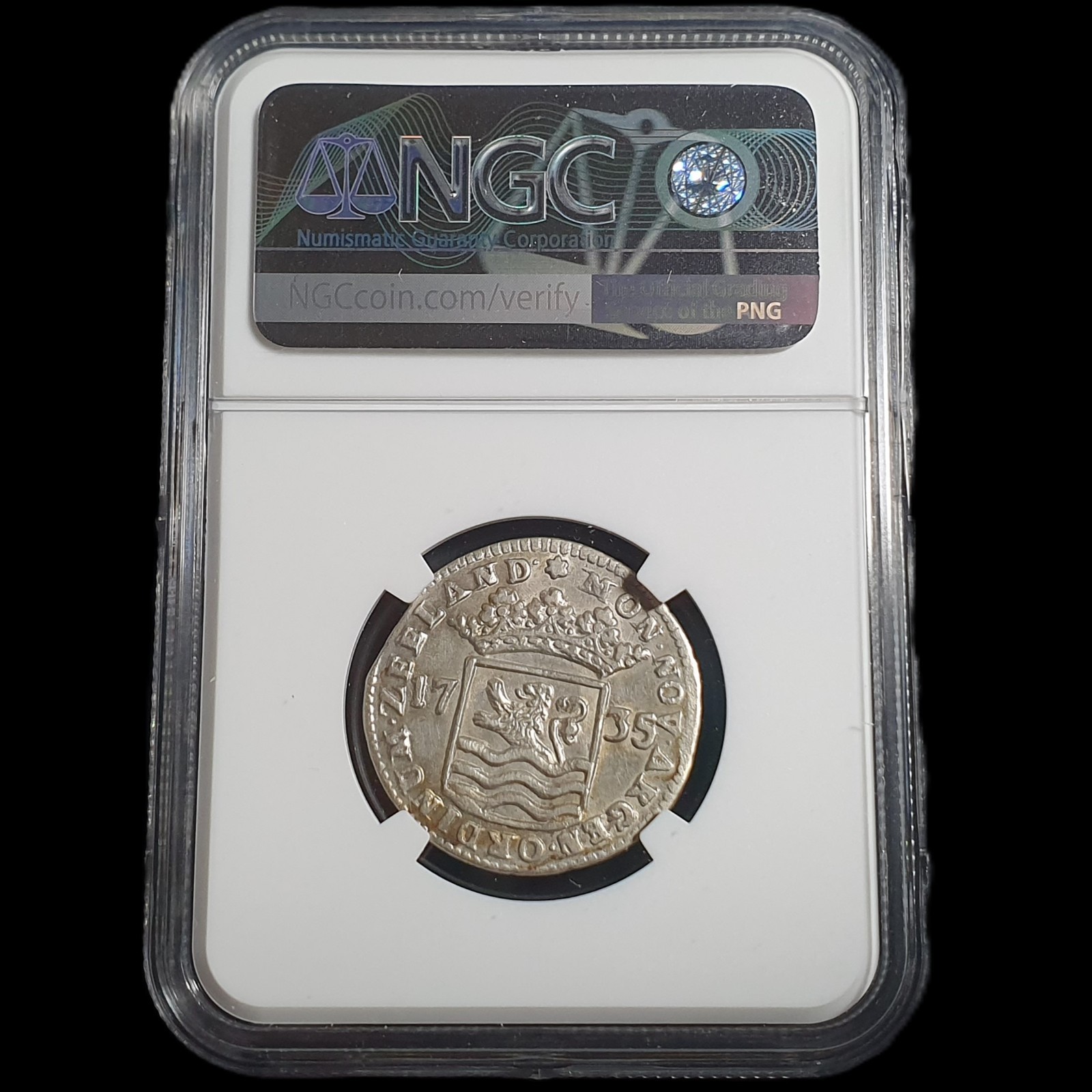 Netherlands 1 HS Stuiver Hoedjesschelling Lion 1735 NGC AU DETAILS - Image 5