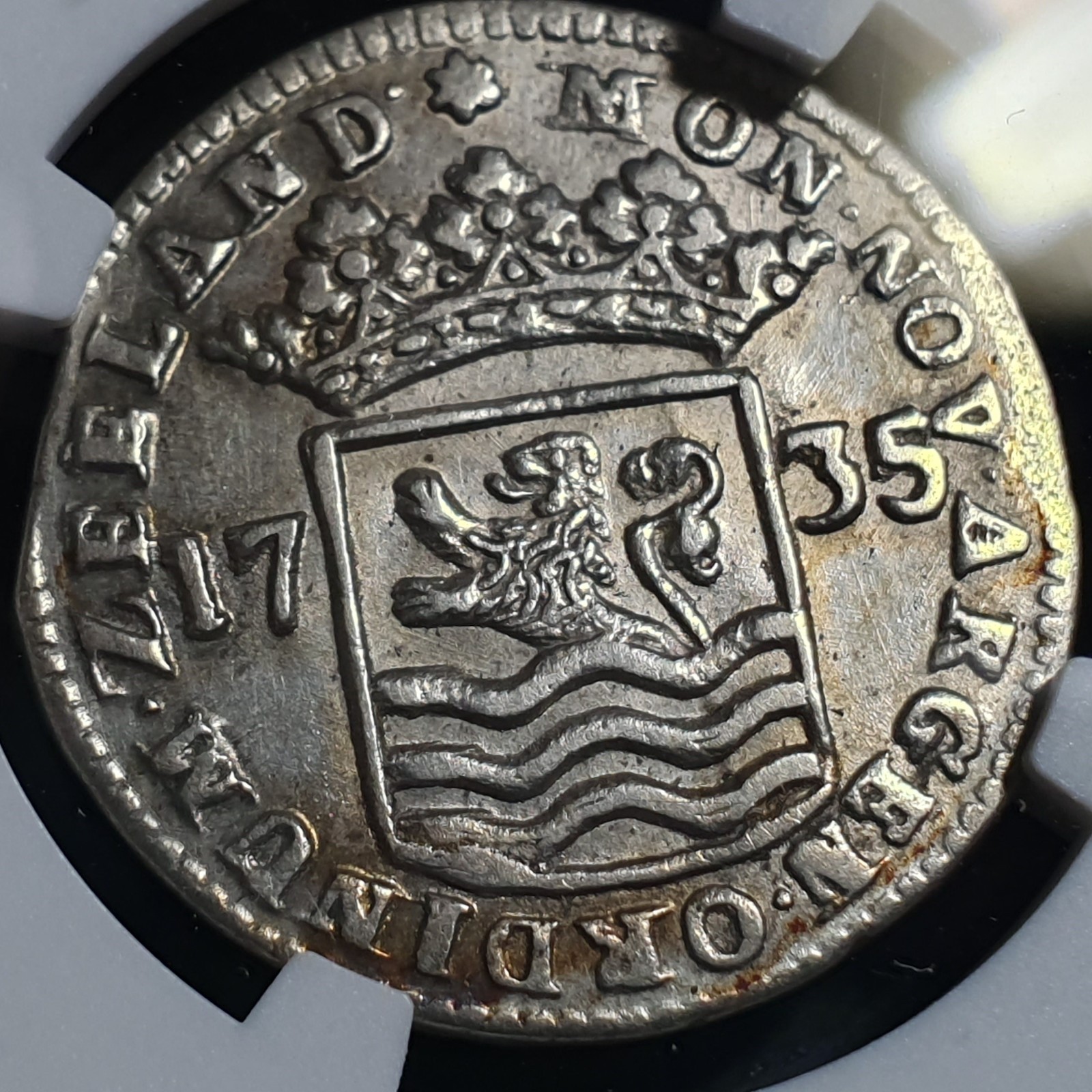 Netherlands 1 HS Stuiver Hoedjesschelling Lion 1735 NGC AU DETAILS - Image 6