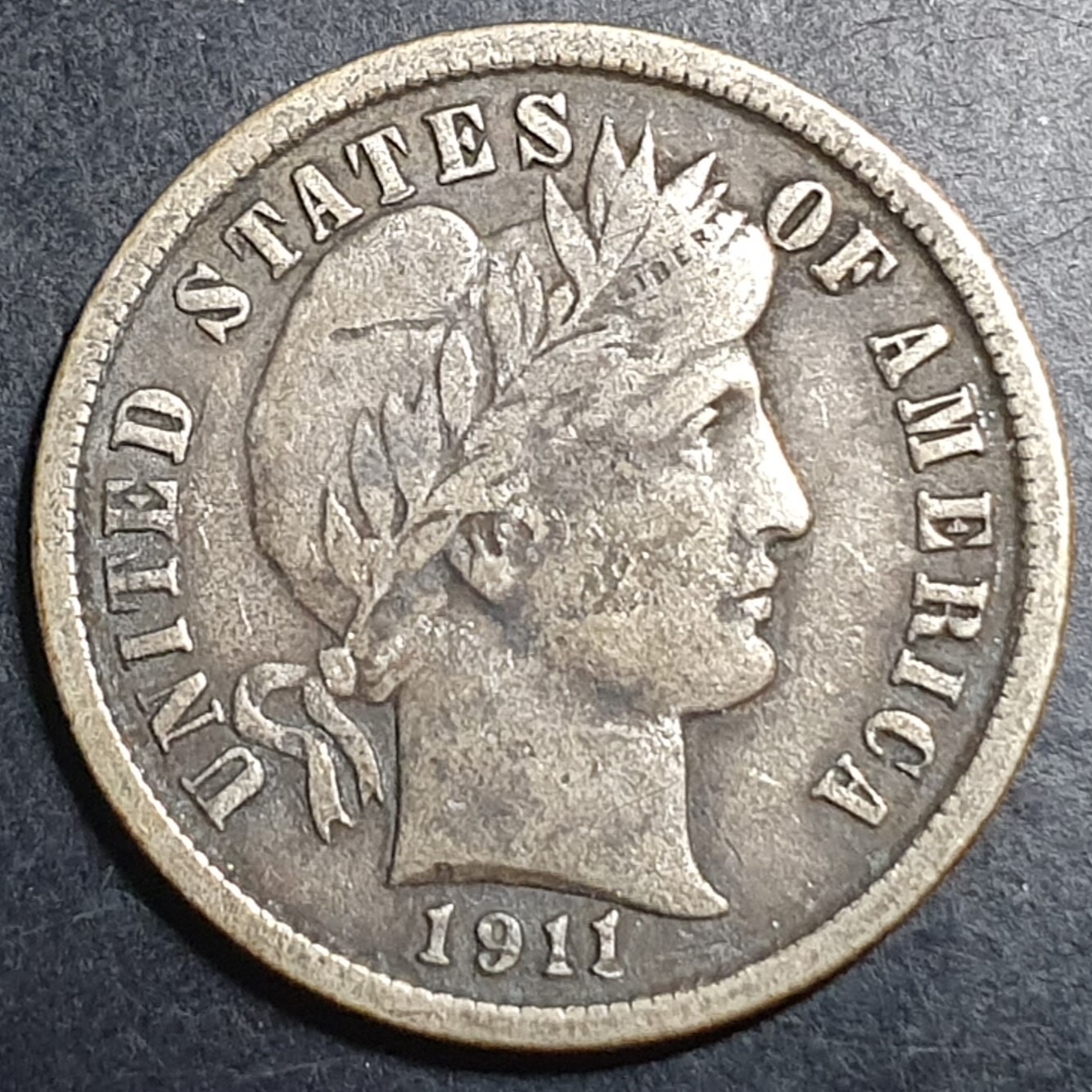 United States Barber Dime 1911 Silver VF