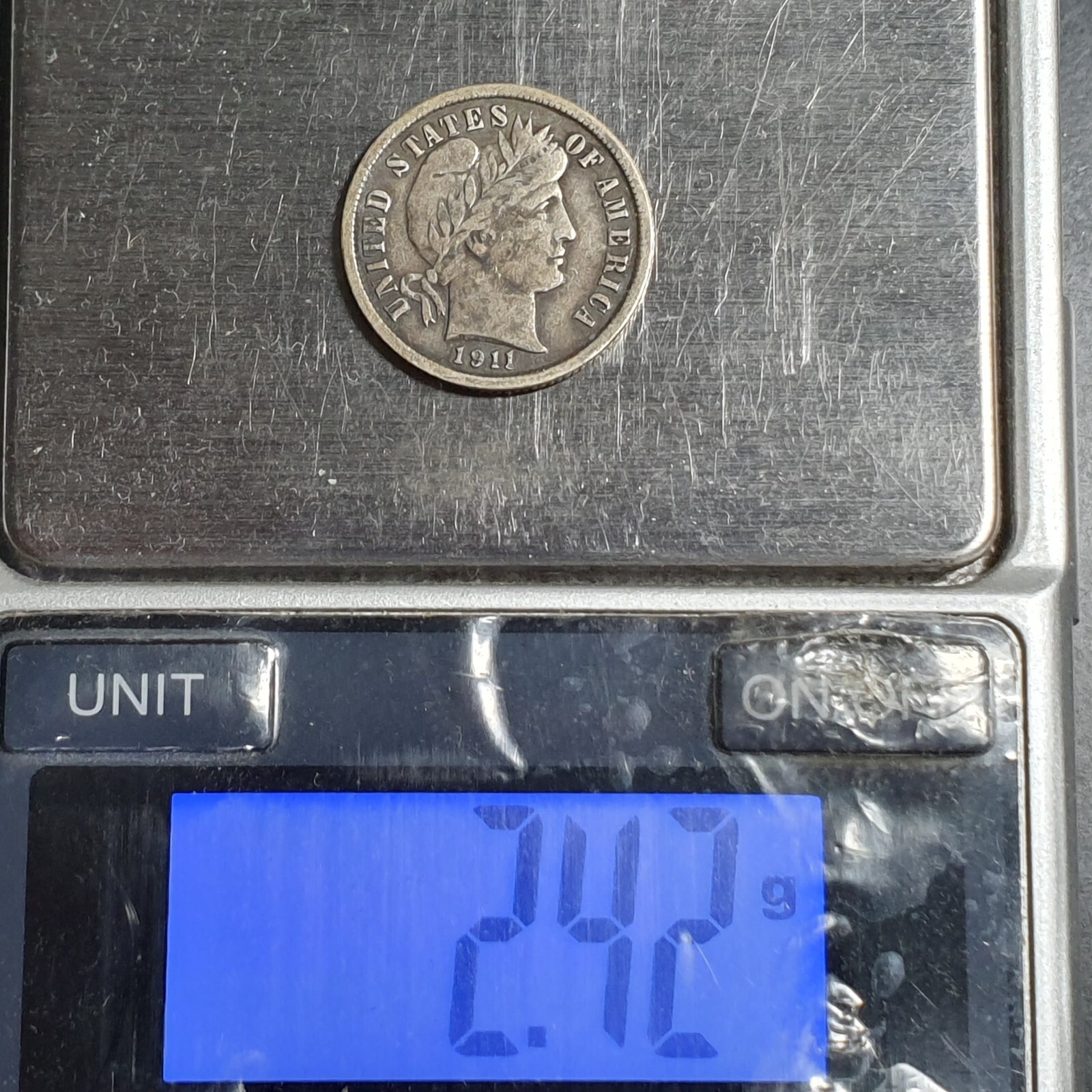 United States Barber Dime 1911 Silver VF - Image 3