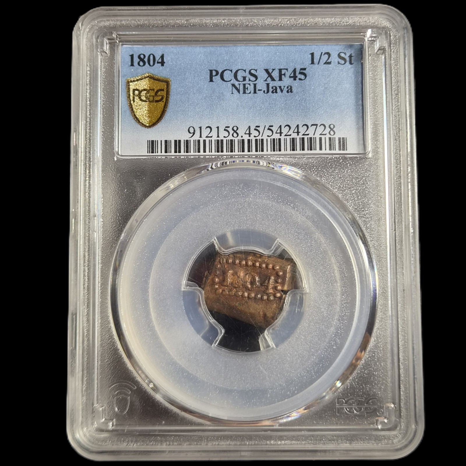 Netherlands Indies Indonesia 1/2 Stuiver Bonk Emergency 1804 Rare PCGS XF 45